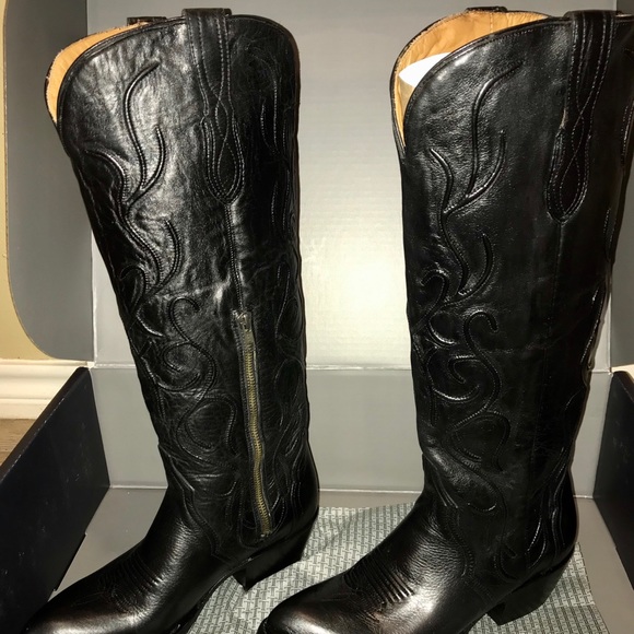 Lucchese Peri Tall Black Boots Size 9 